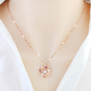 Rose gold heart 925 silver pendant for women with zircon