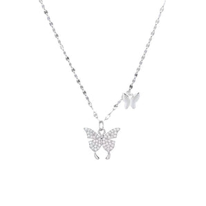 Charming silver shell 925 silver butterfly necklace for women