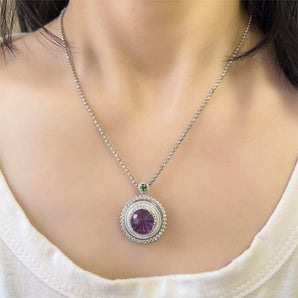 Natural Purple Opal Silver Pendant Necklace for Women