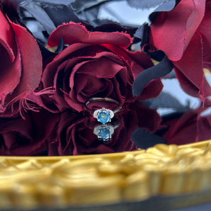 Exquisite Women's 925 Silver Blue Topaz White Gold Zirconia Ring