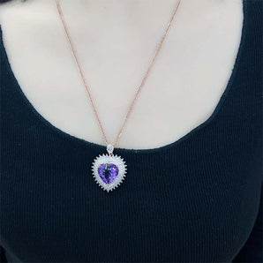 Natural Amethyst Love Silver Pendant for Women