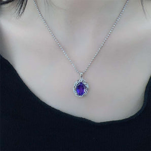 Natural Amethyst Silver Pendant for Women